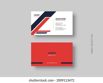 Modern business card template red blue colors. Flat abstract creative template design