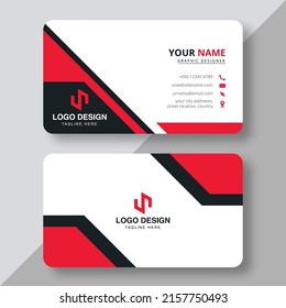 Modern business card template red black colors. Flat design vector