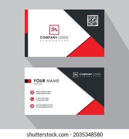 Modern Business Card Template Vector, Visiting Card, Black White And Red.