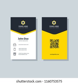 Modern business card template yellow colors. Flat design vector abstract creative geometric background.