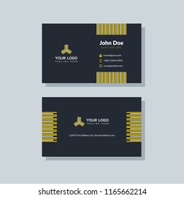 Modern business card template yellow colors. Flat design vector abstract creative geometric background.