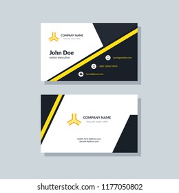 Modern business card template yellow colors. Flat design vector abstract creative geometric background.
