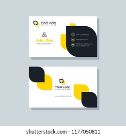 Modern business card template yellow colors. Flat design vector abstract creative geometric background.