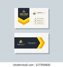 Modern business card template yellow colors. Flat design vector abstract creative geometric background.