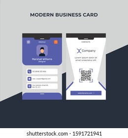 Modern Business Card Vertical - Vector