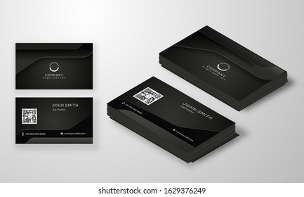 Modern business card or visiting card design set in black color.