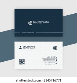 Modern business card white, and dark blue, black elegant professional Premium Vector 