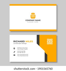 modern business card white and yellow template	