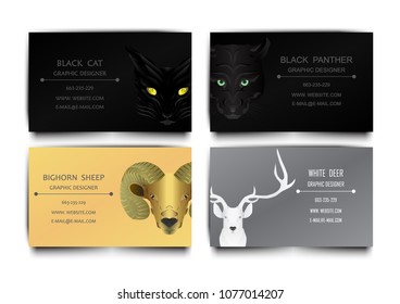 Modern business cards in animal head character