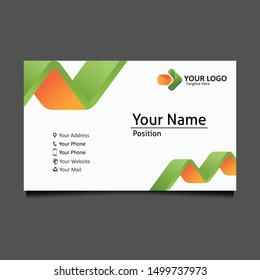 Modern business cards with green and orange geometry decorations