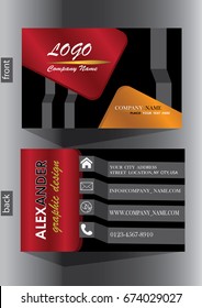 Modern Business Cards Red, Yellow, Black Background, Design, Modern