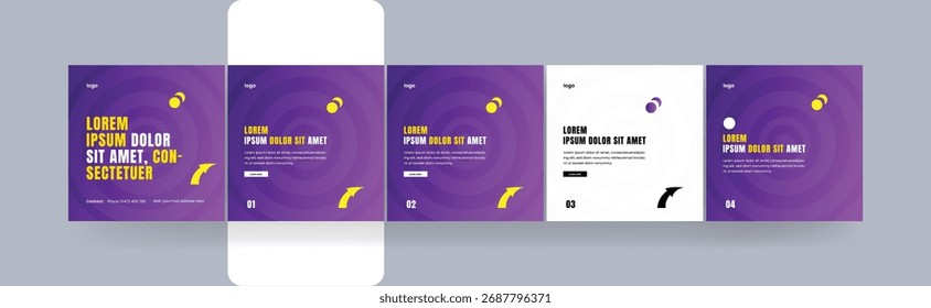 Modernes Business-Karussell-Vorlagensatz - Editierbares Social Media Post-Karussell-Design, sauberes Social Media Marketing-Layout, minimales Corporate Banner
