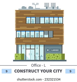 Modern business center. Shops and cafes. Set of elements for the construction of urban landscapes. Vector flat illustration