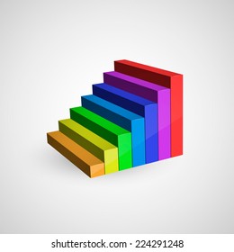 Modern business chart/graph; steps to success. Useful for info graphics and presentations. Vector illustration, eps 10.