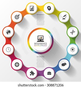 Modern business circle colorful design. Options banner. Infographics. 12 twelve components. Vector illustration