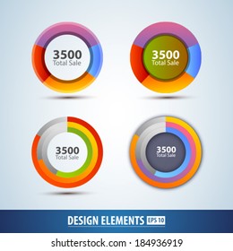 Modern business circle diagrams. Vector illustration. Infographic elements. Graph set.