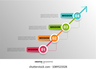 Modern business circle style timeline banner with 4 step. Vector. can be used for workflow layout, diagram, number step up options, web design, infographics colorful.