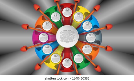 Modern business Circle timeline process chart infographics template. Vector banner used for presentation and workflow layout diagram, web design. Abstract elements of graphic monthly plan