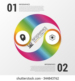 Modern business circle yin yang style options banner with icons. Vector illustration