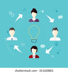 Modern Business Concept, The idea of teamwork and success. Flat design style modern vector illustration concept.