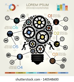 Modern Business Concept , Info Graphic Elements. Idea Lightbulb Solution.