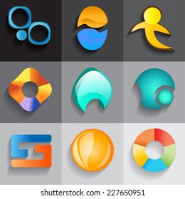 Modern business concept logos. Set of vector shapes