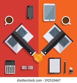 Modern business concepts in flat design for web, mobile applications, seo optimizations, business, social networks, e-commerce,planning and teamwork