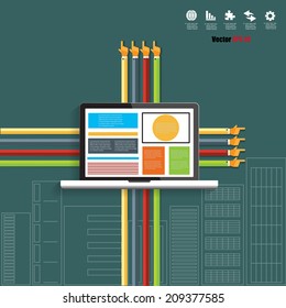 Modern business concepts in flat design for web, mobile applications, seo optimizations, business, social networks, e-commerce,planning and teamwork