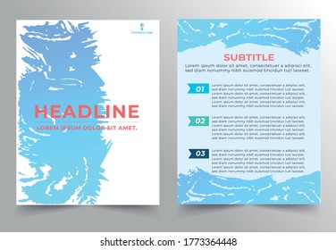 Modern Business Corporate Brush Effect 
Colorful two-sided flyer, booklet, brochure cover vector design template. A4 format