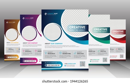 Modern Business Corporate Flyer Vector Template Design with Creative Round Shapes