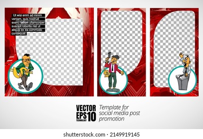 Modern business corporate frame. Creative social media layout with business people. 