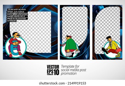 Modern business corporate frame. Creative social media layout with business people. 
