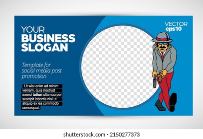 Modern business corporate frame. Creative social media layout with business people. 