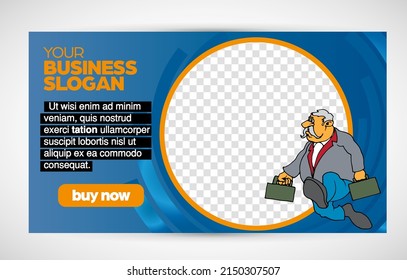 Modern business corporate frame. Creative social media layout with business people. 