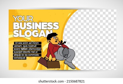Modern business corporate frame. Creative social media layout with business people. 
