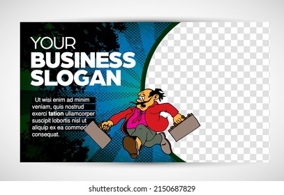 Modern business corporate frame. Creative social media layout with business people. 