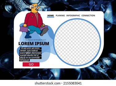 Modern business corporate frame. Creative social media layout with business people. 