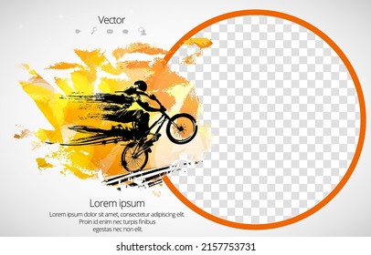 Modern business corporate frame. Creative social media layout with sport people. 