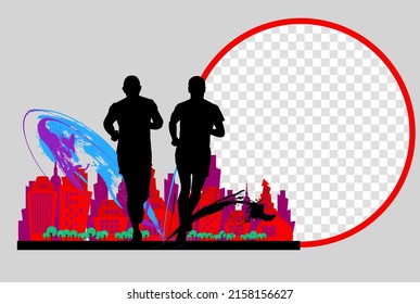 Modern business corporate frame. Creative social media layout with sport people. 
