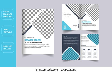 Modern business, Corporate Leaflet dark blue bifold brochure design template or magazine 4 page bi-fold brochure template or magazine design.