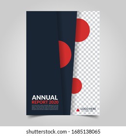 Modern business cover for annual report in A4 size. Simple flat design for flyer, presentation, brochure, front page, website, book and magazine cover layout. Minimalist abstract template in red color