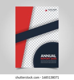 Modern business cover for annual report in A4 size. Simple flat design for flyer, presentation, brochure, front page, website, book and magazine cover layout. Minimalist abstract template in red color