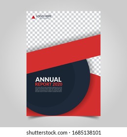 Modern business cover for annual report in A4 size. Simple flat design for flyer, presentation, brochure, front page, website, book and magazine cover layout. Minimalist abstract template in red color