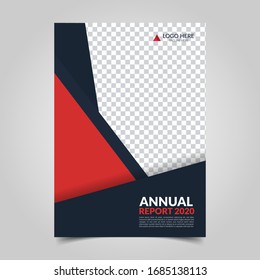 Modern business cover for annual report in A4 size. Simple flat design for flyer, presentation, brochure, front page, website, book and magazine cover layout. Minimalist abstract template in red color
