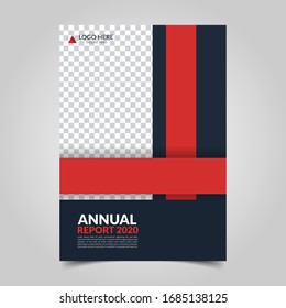 Modern business cover for annual report in A4 size. Simple flat design for flyer, presentation, brochure, front page, website, book and magazine cover layout. Minimalist abstract template in red color