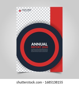 Modern business cover for annual report in A4 size. Simple flat design for flyer, presentation, brochure, front page, website, book and magazine cover layout. Minimalist abstract template in red color