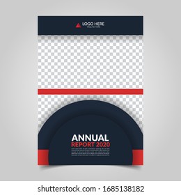 Modern business cover for annual report in A4 size. Simple flat design for flyer, presentation, brochure, front page, website, book and magazine cover layout. Minimalist abstract template in red color
