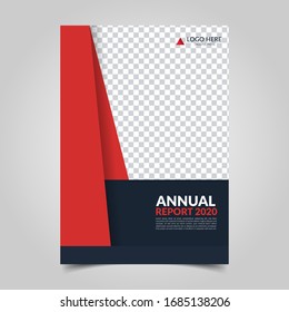 Modern business cover for annual report in A4 size. Simple flat design for flyer, presentation, brochure, front page, website, book and magazine cover layout. Minimalist abstract template in red color