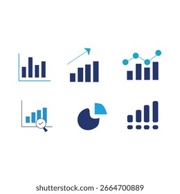 Crecimiento, gráficos y gráficos del conjunto de iconos de análisis y datos empresariales modernos	
