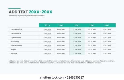 Modern business data table layout template. Flat design, easy to use for your website or presentation. Tabular data or data grid comparison chart.